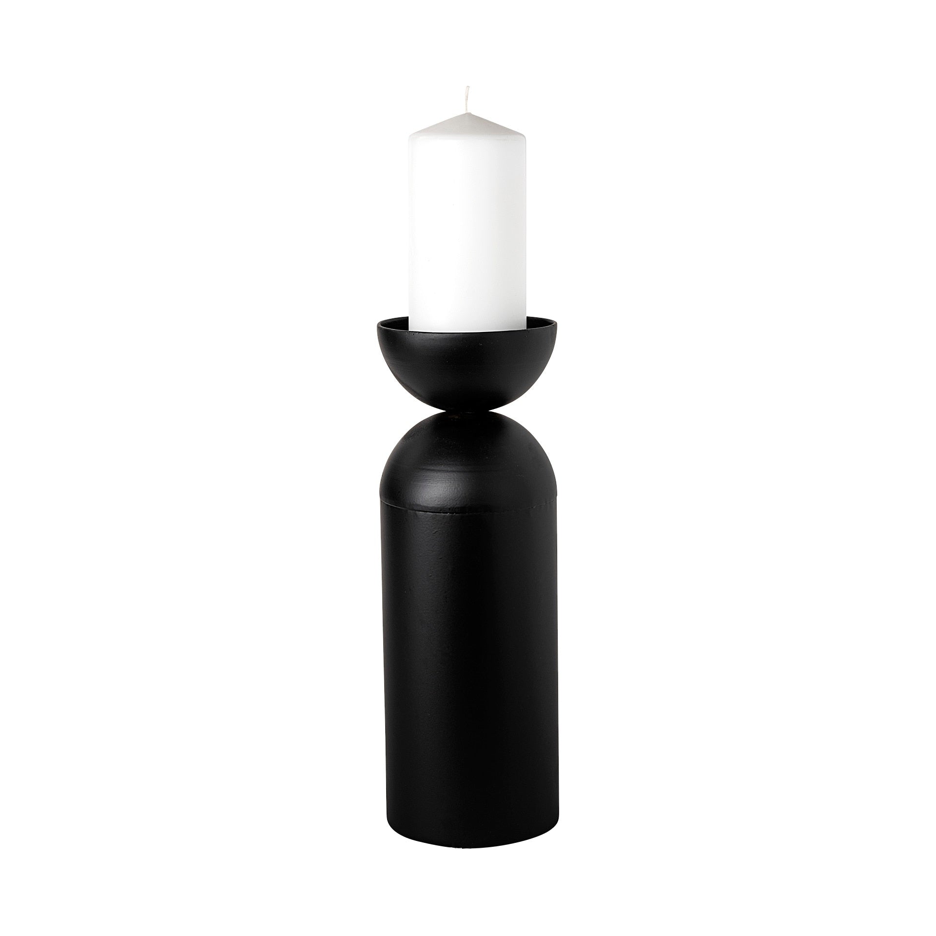 Alex Large Black Metal Cylindrical Table Candle Holder