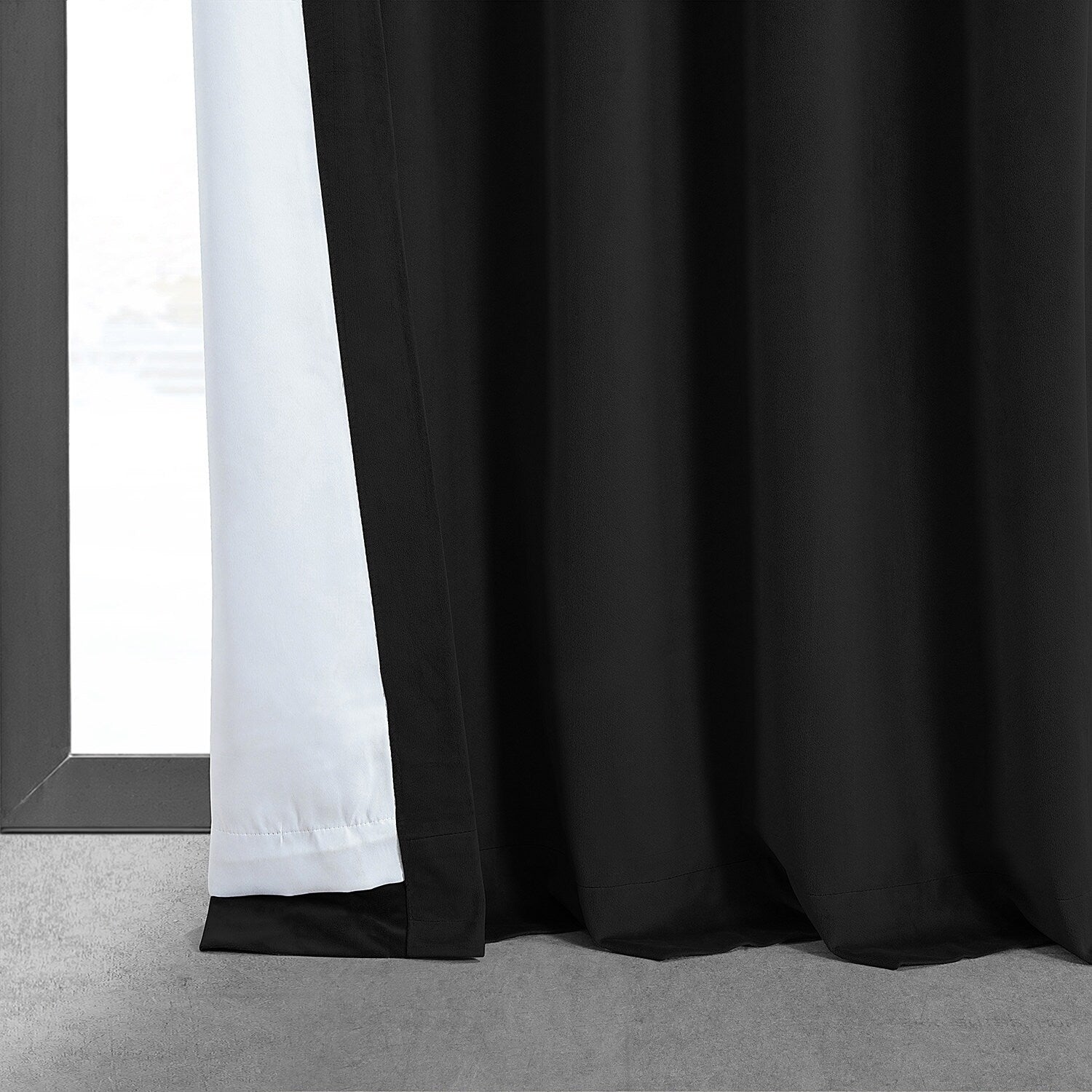 Exclusive Fabrics Signature Warm Black Velvet Single Blackout Curtain Panel