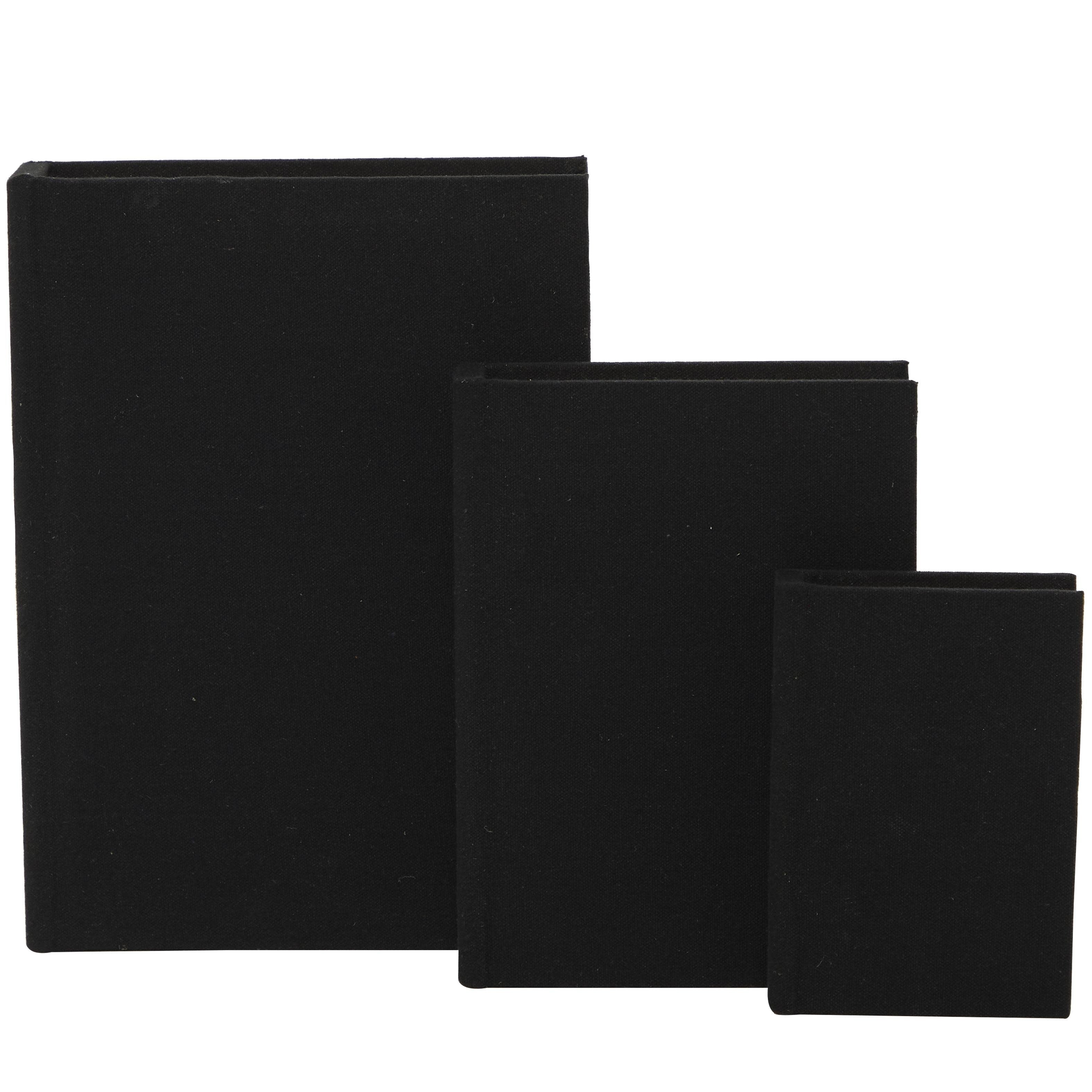 Linen Leather or Wooden Fabric Storage Book Decorative Box - Set of 3 or 4 Multi Colored - Roche River Decor