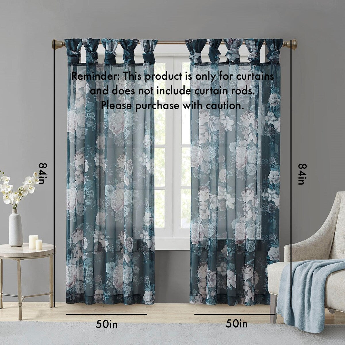 Rod Pocket and Back Tab Voile Sheer Curtain