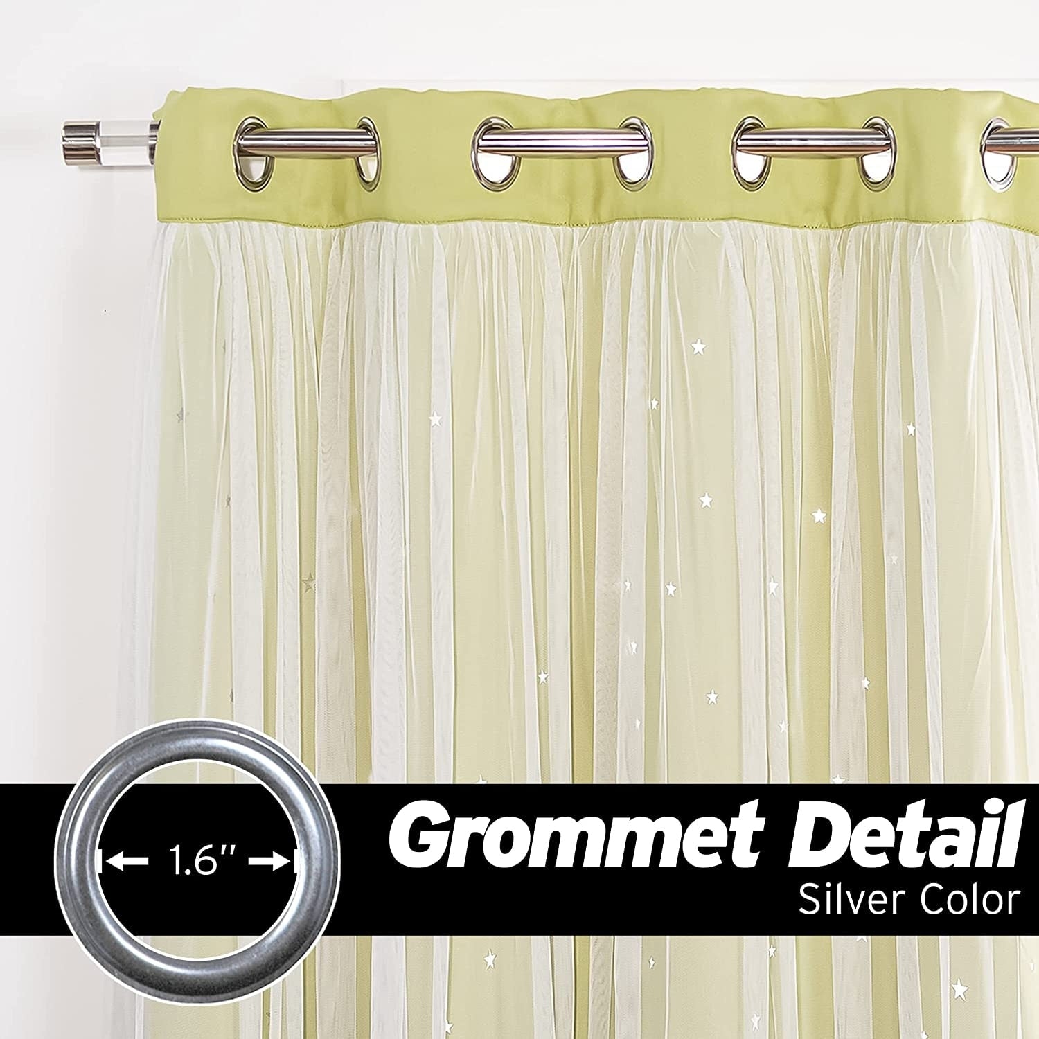 Aurora Home Star Punch Tulle Overlay Blackout Curtain Panel Pair