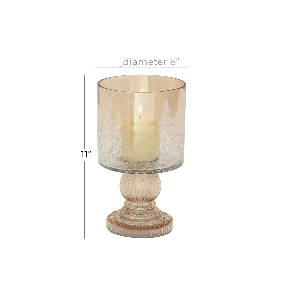 Glass Handmade Turned Style Pillar Hurricane Lamp with Smoked Glass Finish - Brass, Black, Gold, Brown - Roche River Decor