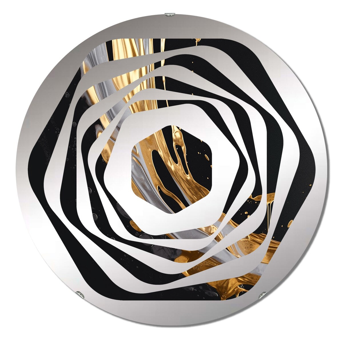 Designart Gold And Black Marble Medley I - Modern Abstract Marble Amorphe Decorative Mirror