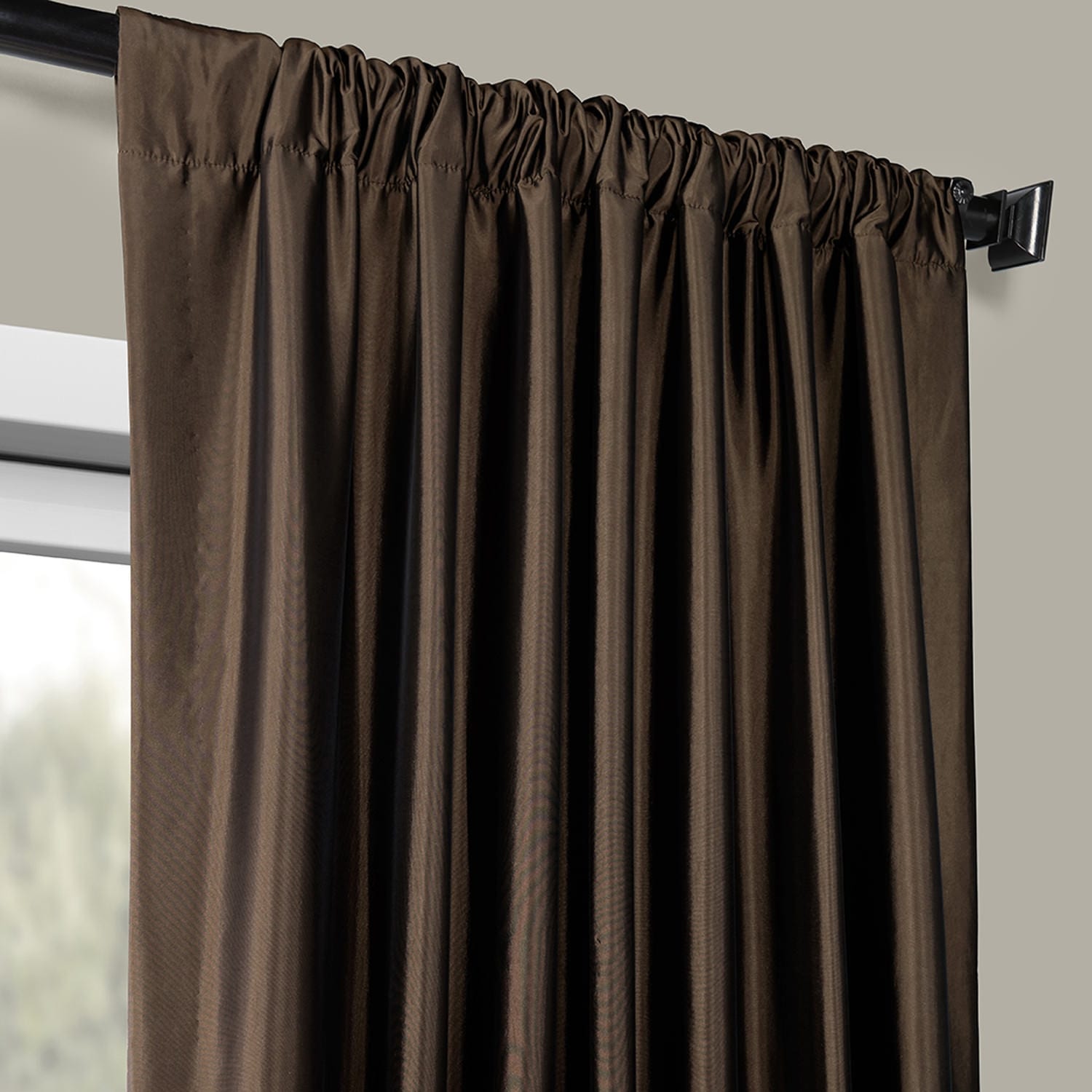 Exclusive Fabric Faux Silk Taffeta Solid Blackout Curtain (1 Panel)