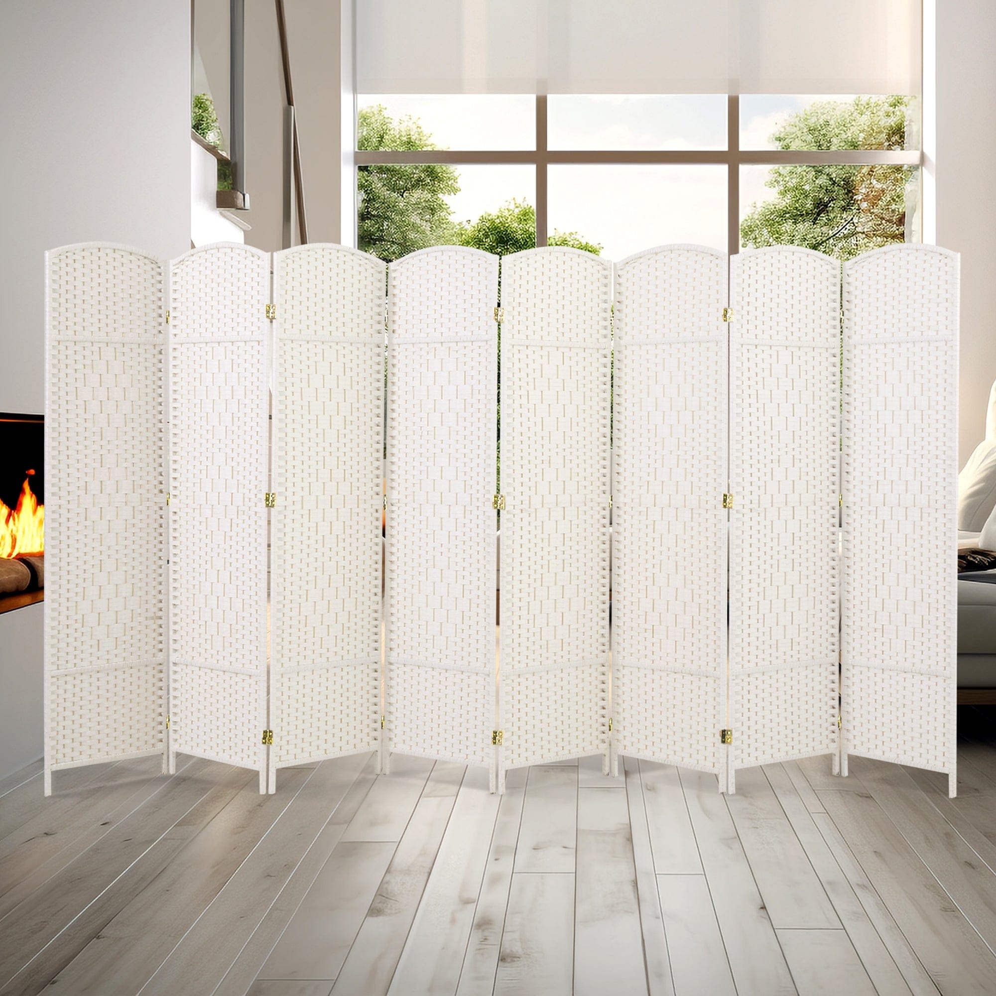 Room Divider 6 FT Tall Weave Fiber Freestanding Privacy Screen Folding Screen