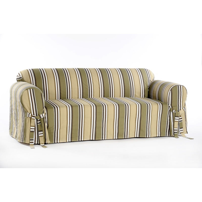 Classic Slipcovers Classic Stripe Cotton Loveseat Slipcover - N/A