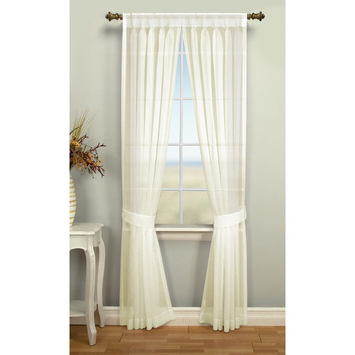 Palm Beach Pinch-Pleated Top with Back Tabs Curtain Panel Pair