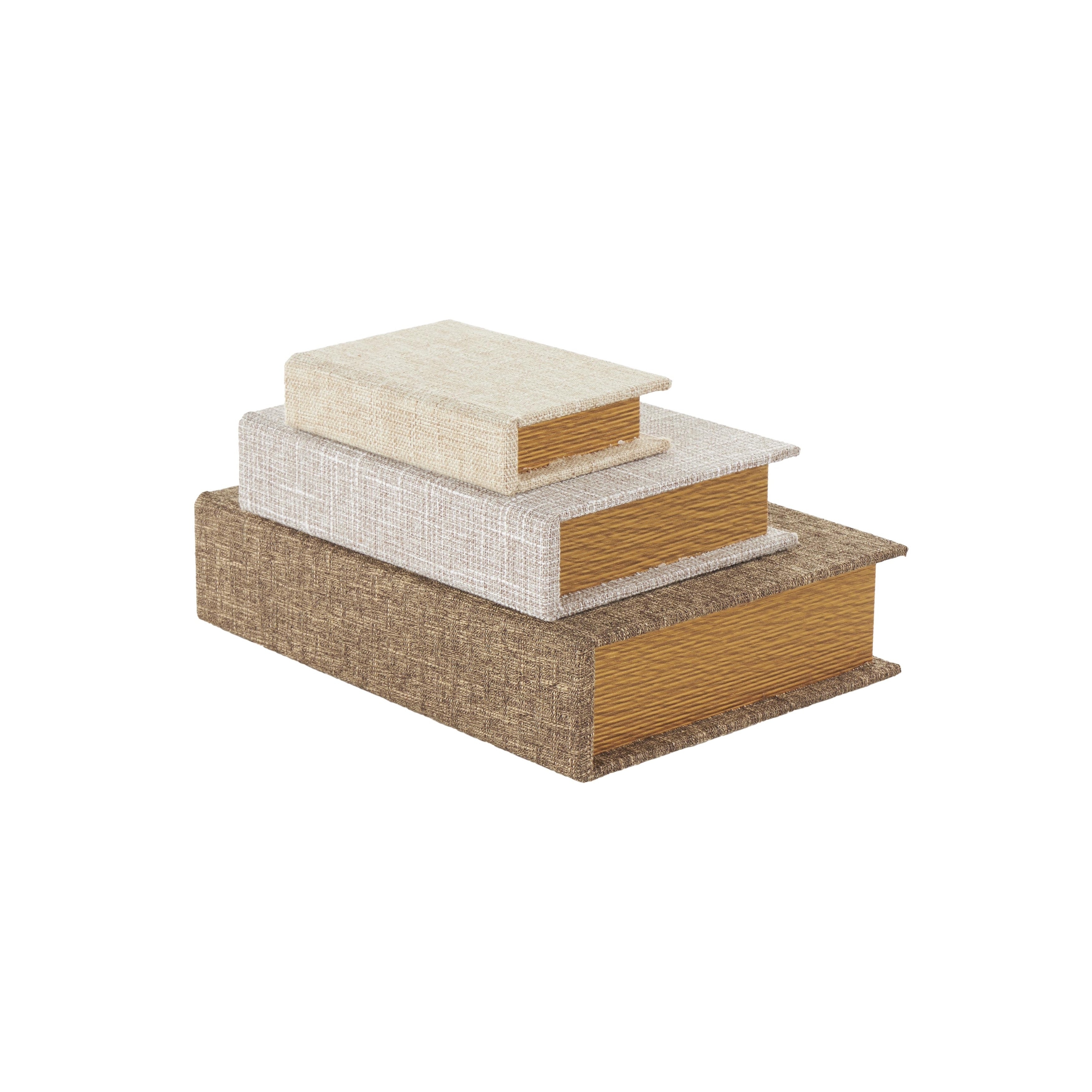 Linen Leather or Wooden Fabric Storage Book Decorative Box - Set of 3 or 4 Multi Colored - Roche River Decor