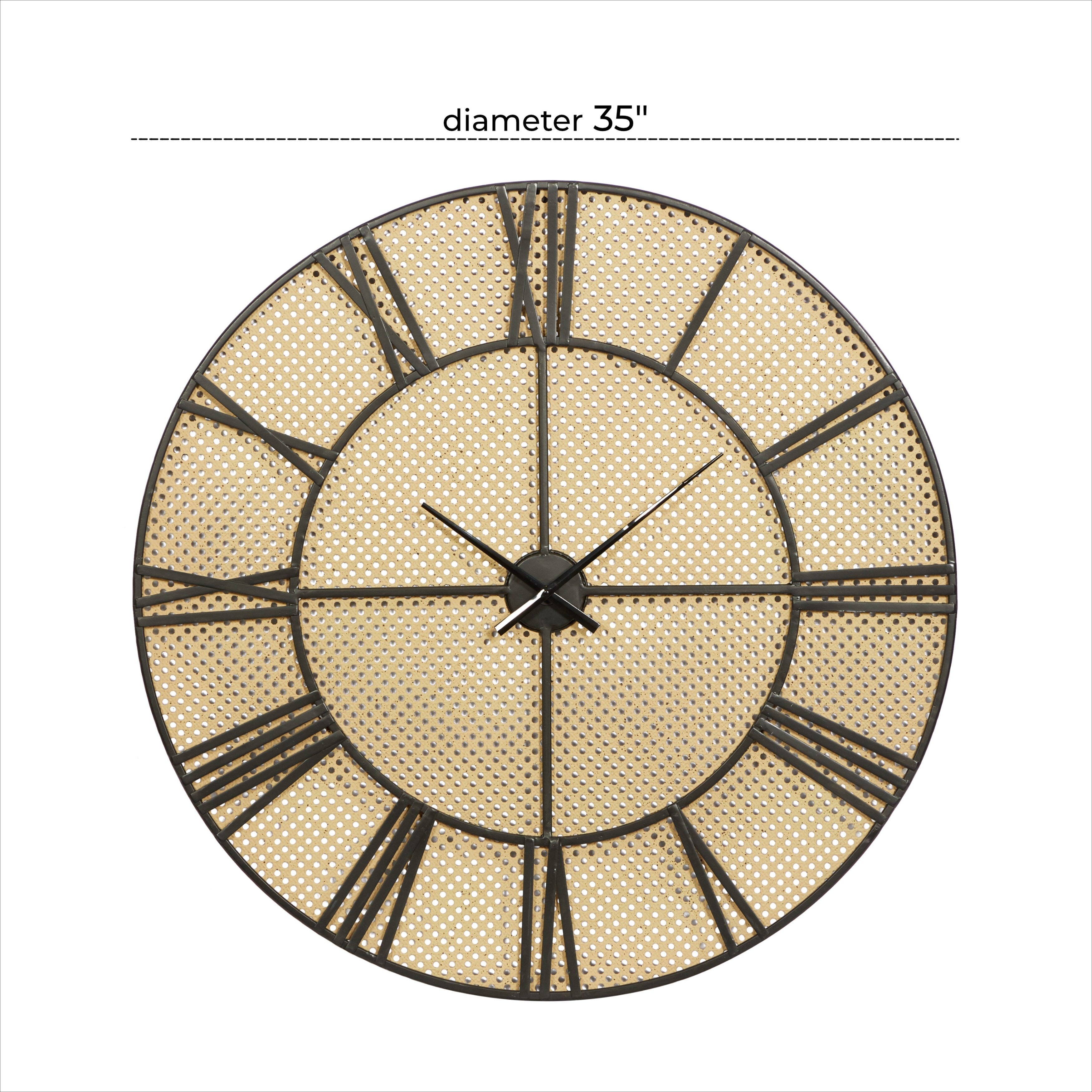 Brown Metal Traditional Wall Clock 35 x 35 x 3 - 35 x 3 x 35