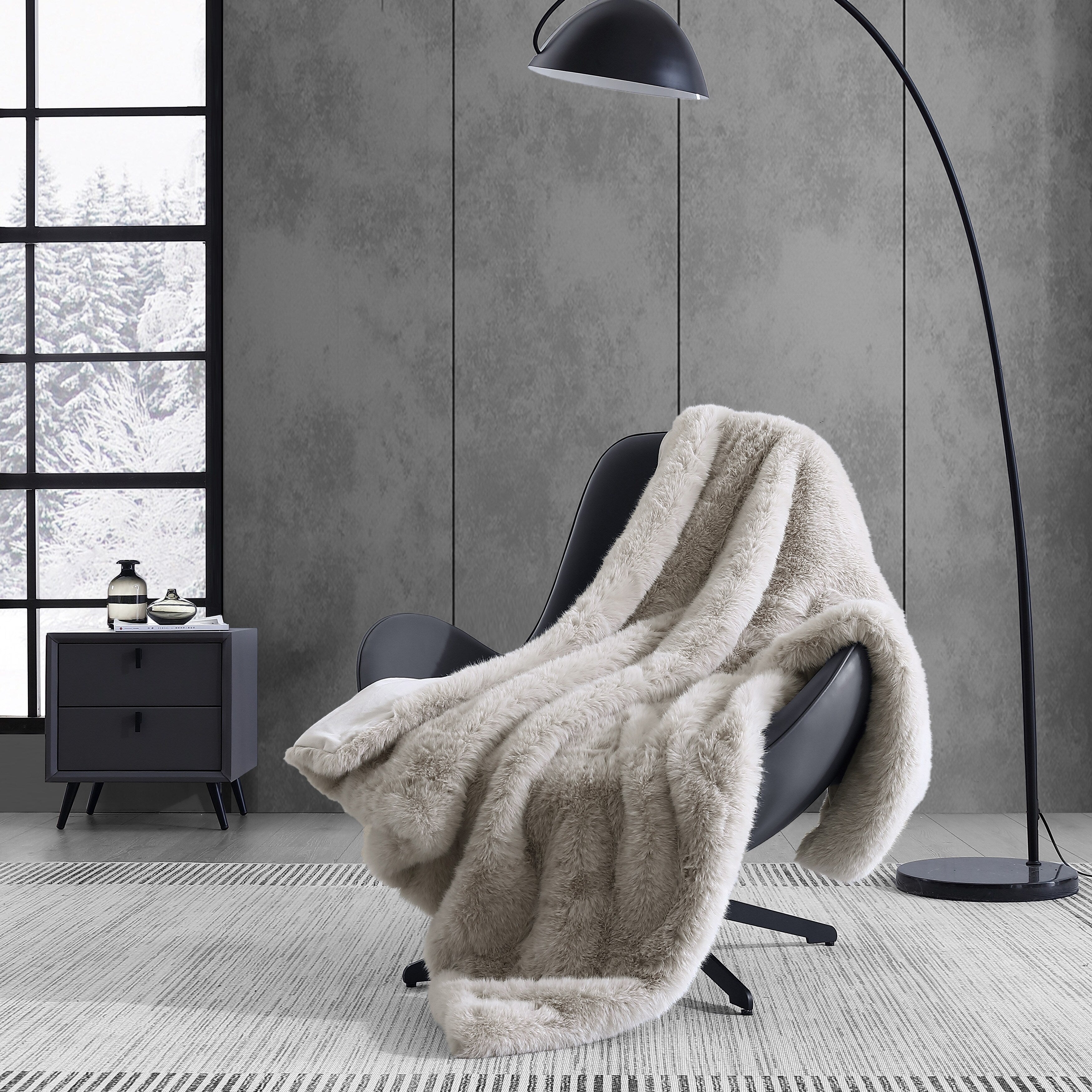 Vera Wang Long Pile Luxury 50 X 60 Throw Blanket