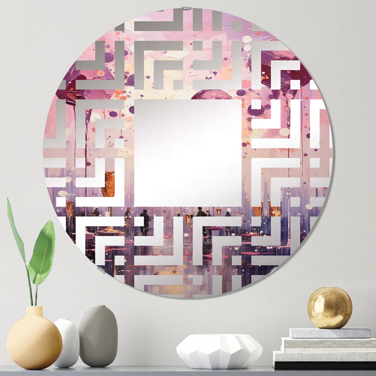 Designart Playful Ballon Purple Pops  Pop Art Purple Wall Mirror - Modern Mirror For Wall Art Decor