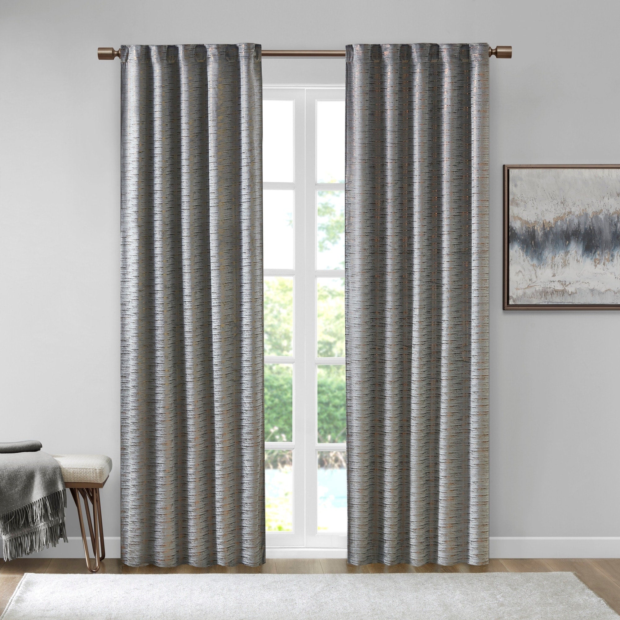 510 Design Garett Room Darkening Poly Velvet Rod Pocket/Back Tab Curtain Panel Pair