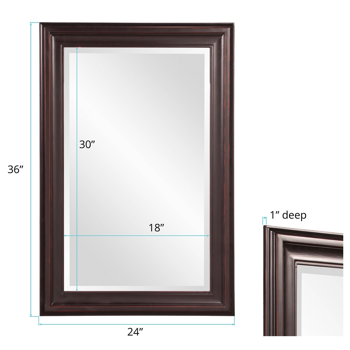 Allan Andrews Dennis Accent and Wall Mirror with Wood Frame - Oil Rubbed bronze