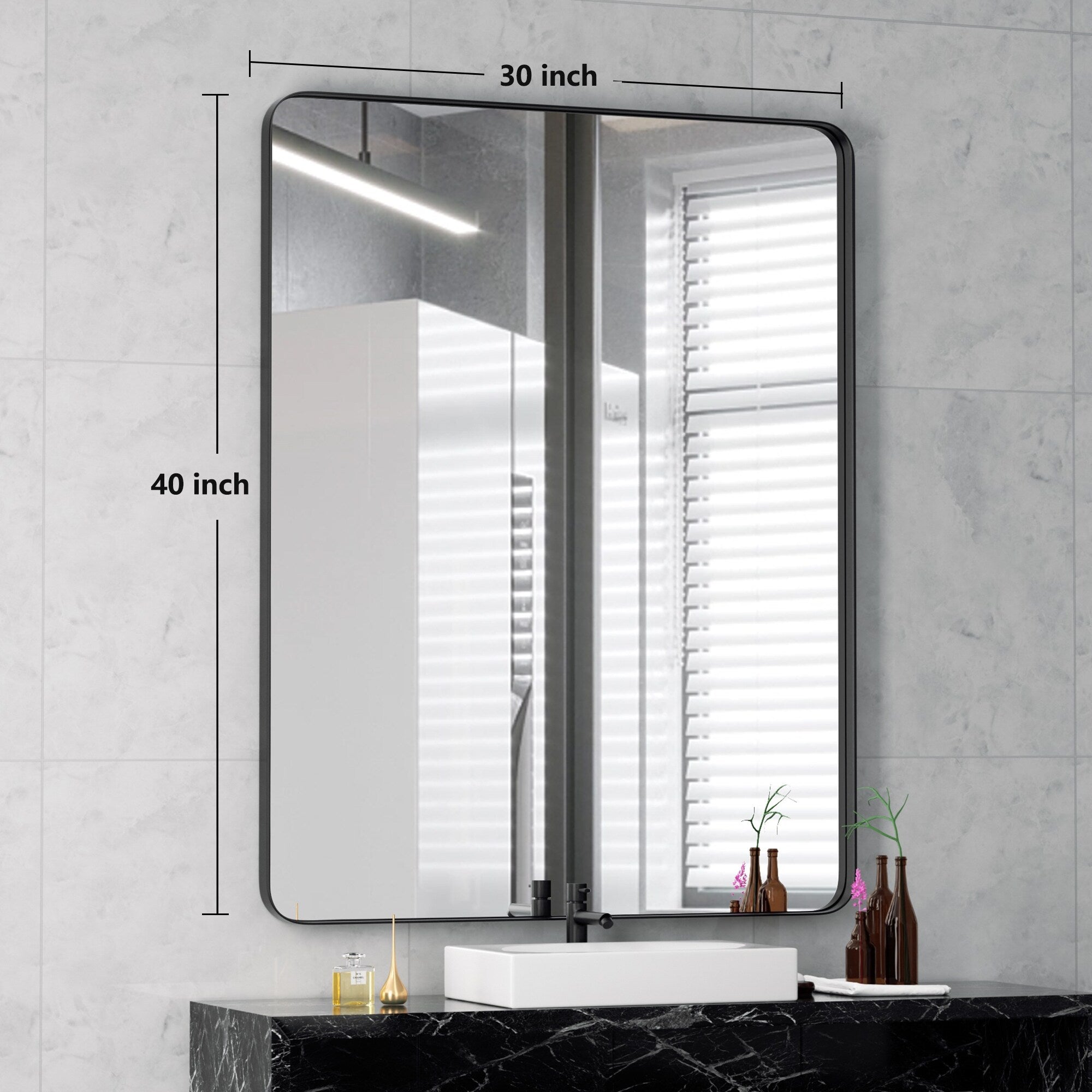 Stainless Steel Rectangular Mirror, Bathroom Mirror, Dressing Mirror, Wall Mirror, Decorative Mirror