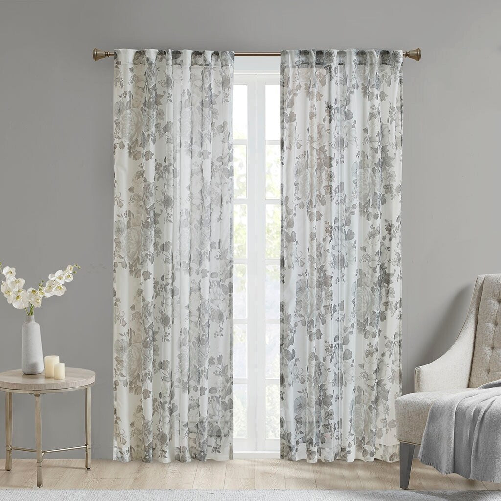 Rod Pocket and Back Tab Voile Sheer Curtain