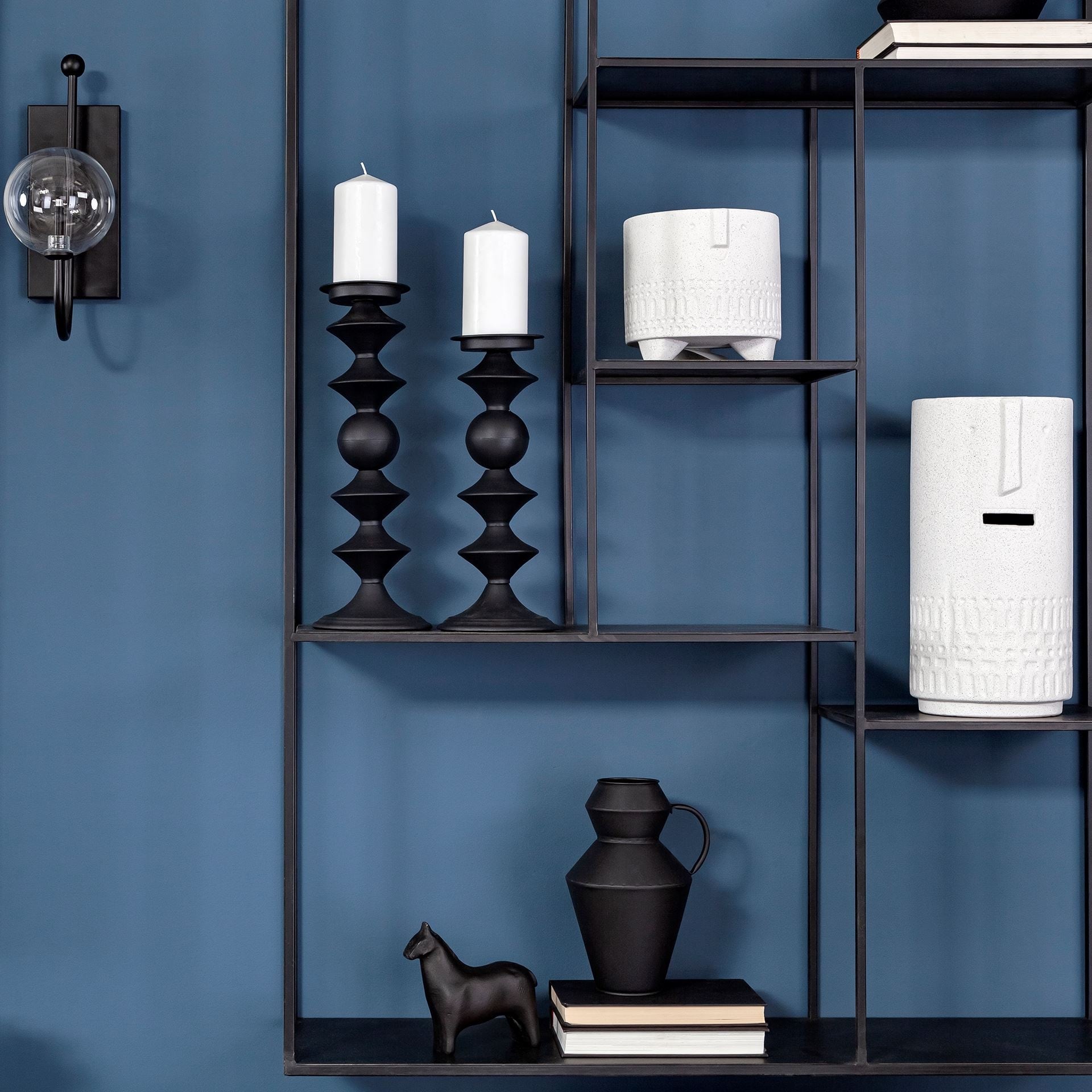 Meridius Black Metal Multi-Tier Wall Mounted Shelving Unit