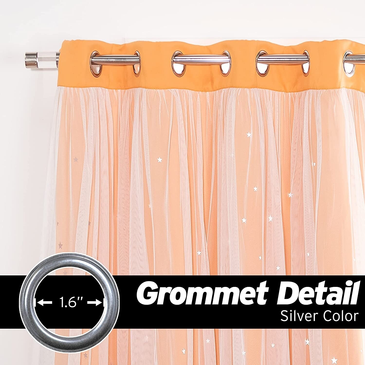 Aurora Home Star Punch Tulle Overlay Blackout Curtain Panel Pair