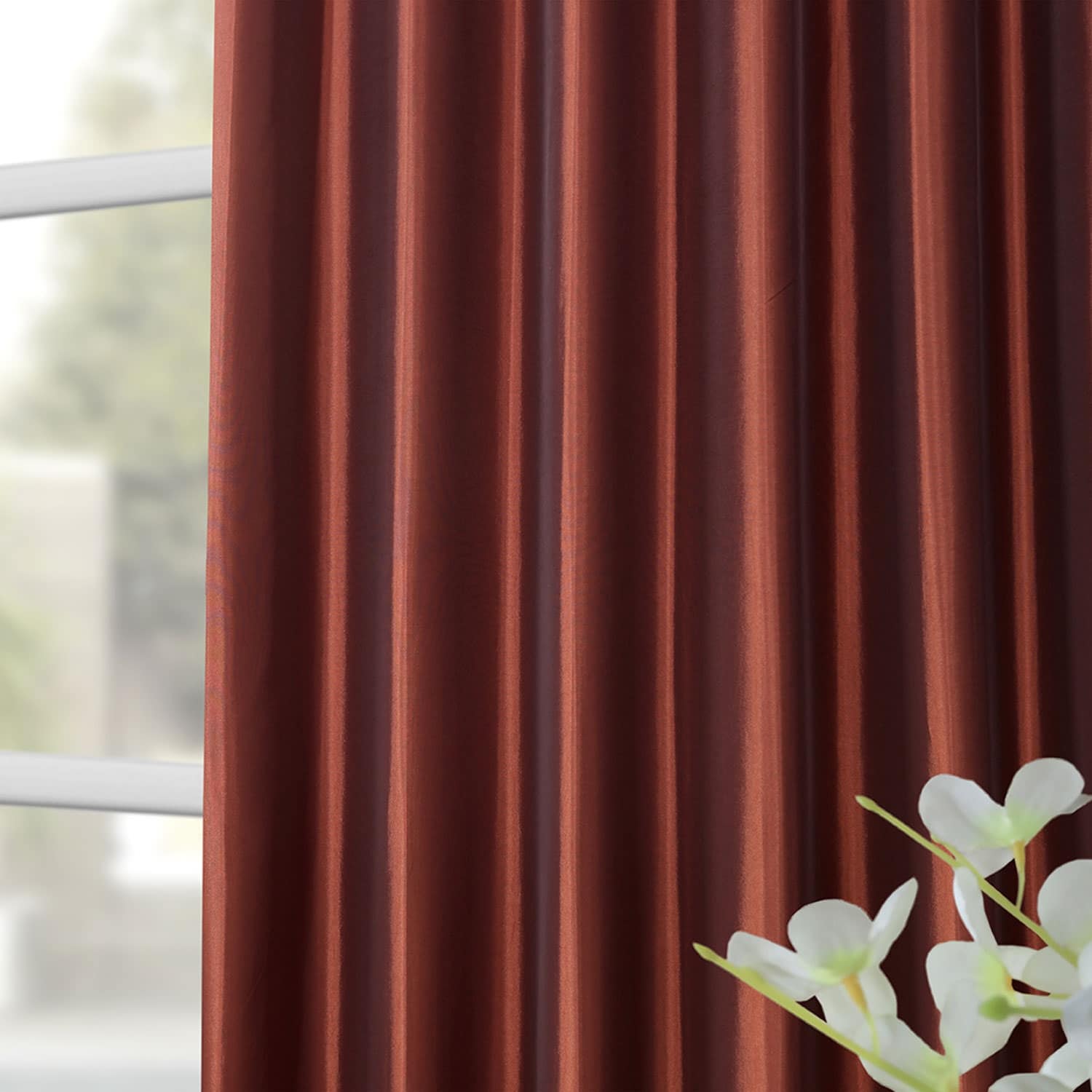 Exclusive Fabric Faux Silk Taffeta Solid Blackout Curtain (1 Panel)