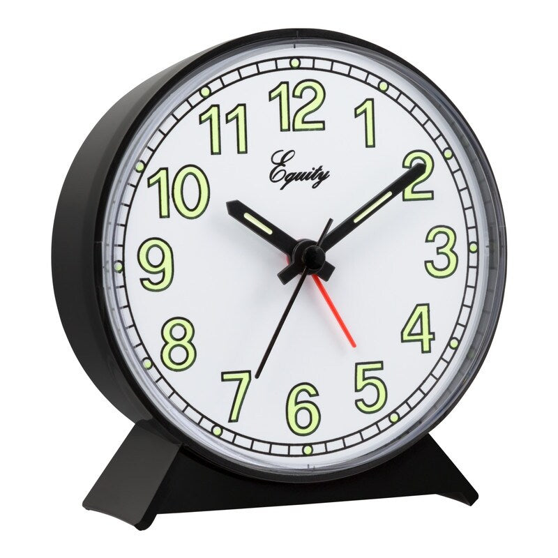 Equity by La Crosse 14077 Black Battery-Operated Analog Alarm Clock