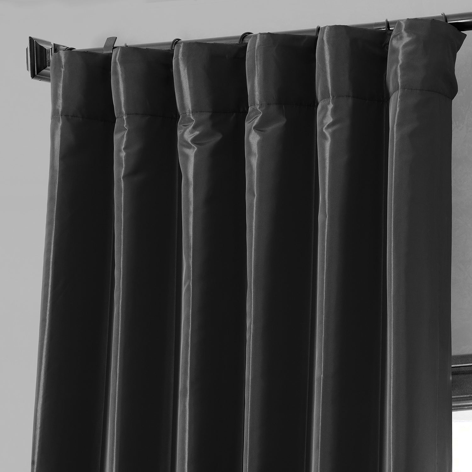 Exclusive Fabric Faux Silk Taffeta Solid Blackout Curtain (1 Panel)