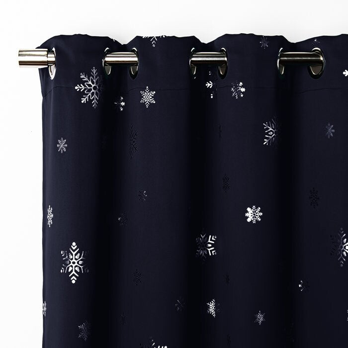 Aurora Home Silver Foil Snowflake Thermal Insulated Blackout Curtains