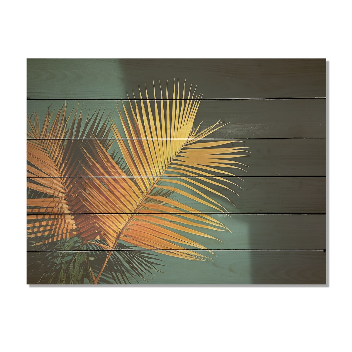 Designart Yellow Palm Trees Bouquet Still Life Palms & Palm Trees Wall Art Yellow Wood Panel On Natural Pine Wood