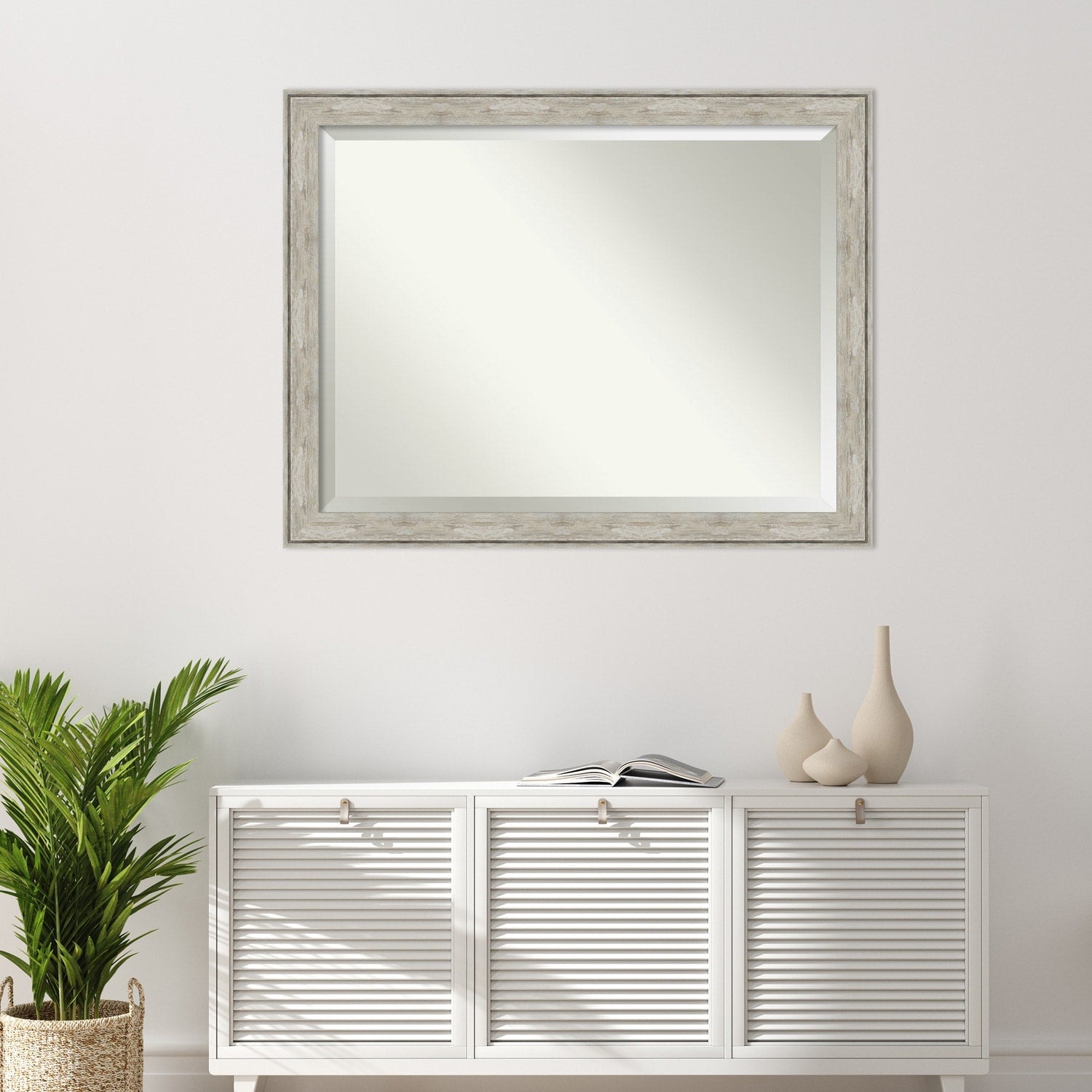 Beveled Bathroom Wall Mirror - Crackled Metallic Frame