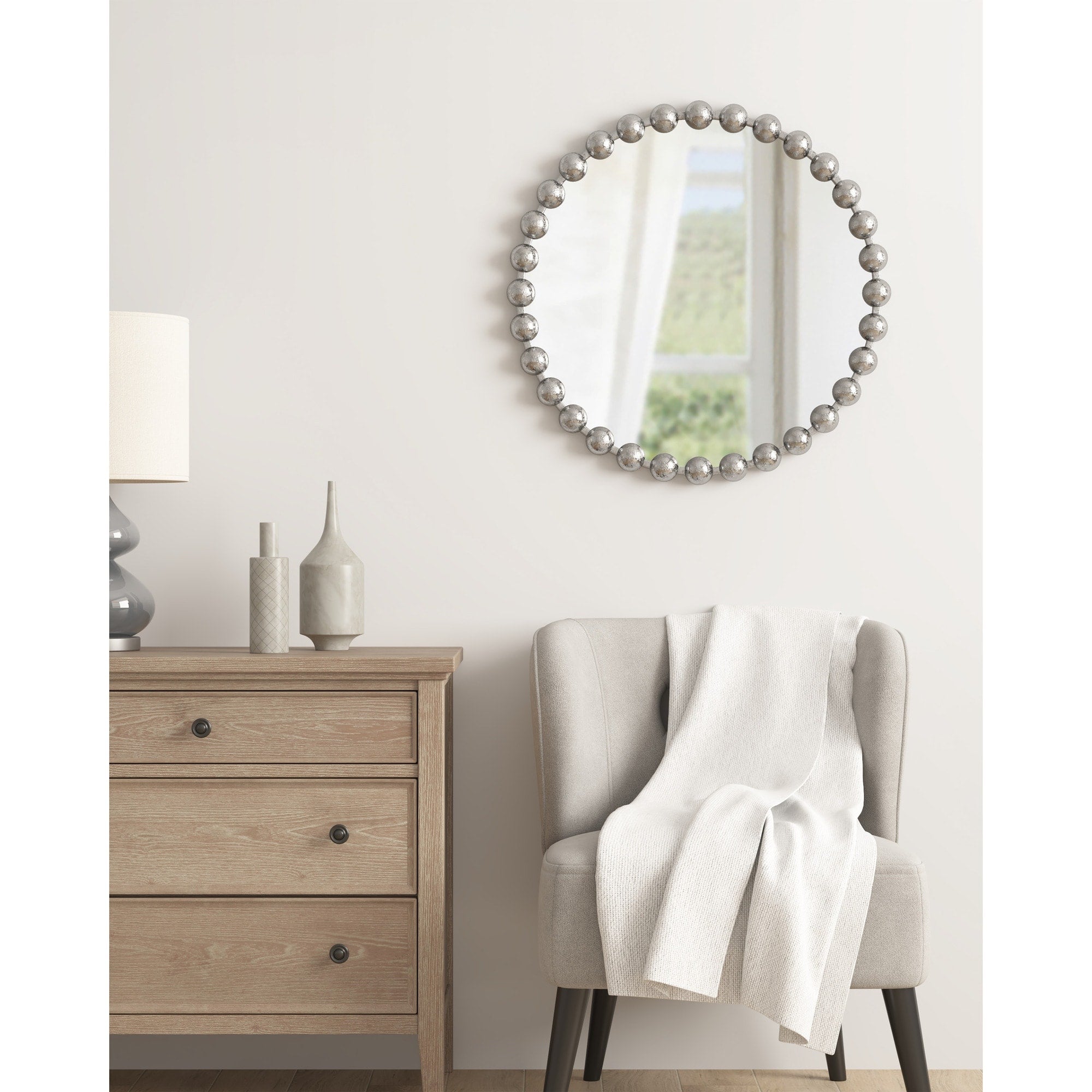 Madison Park Signature Marlowe Beaded Round Wall Mirror