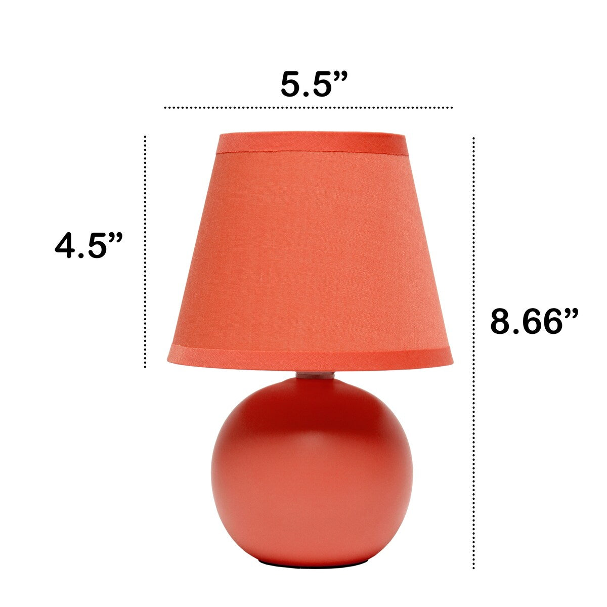 8.66 Petite Orb Base Lamp w Matching Fabric Shade