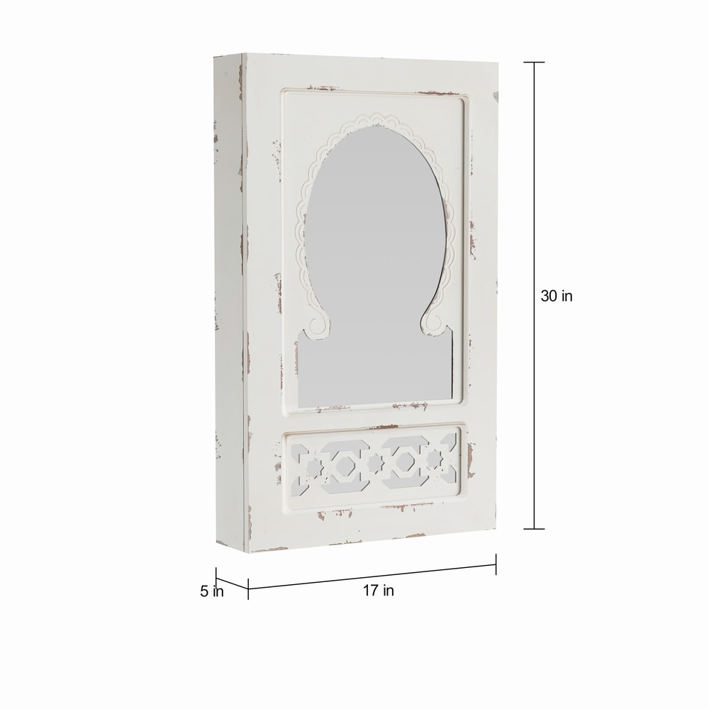 SEI Furniture Hulce Wall Mount Mirror Jewelry Organizer Armoire - 30 H x 17 W x 5.25 D - 30 H x 17 W x 5.25 D