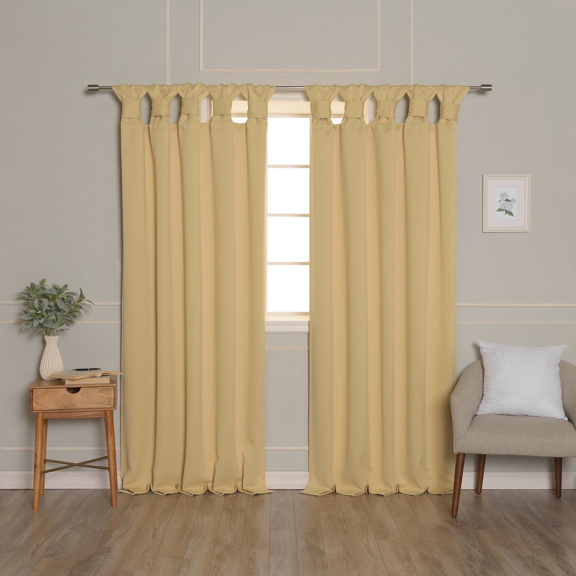 Aurora Home Thermal Insulated Blackout Knotted Tab Curtains