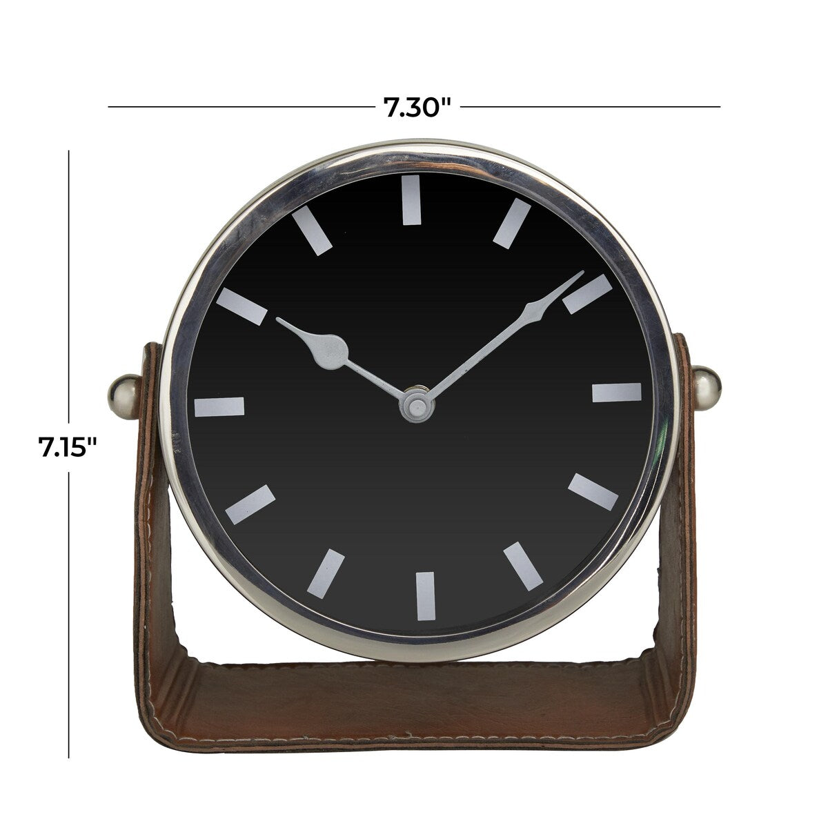 Stainless Steel Metal Decorative Clock with Leather Stand - Silver or Gold - Roche River Decor