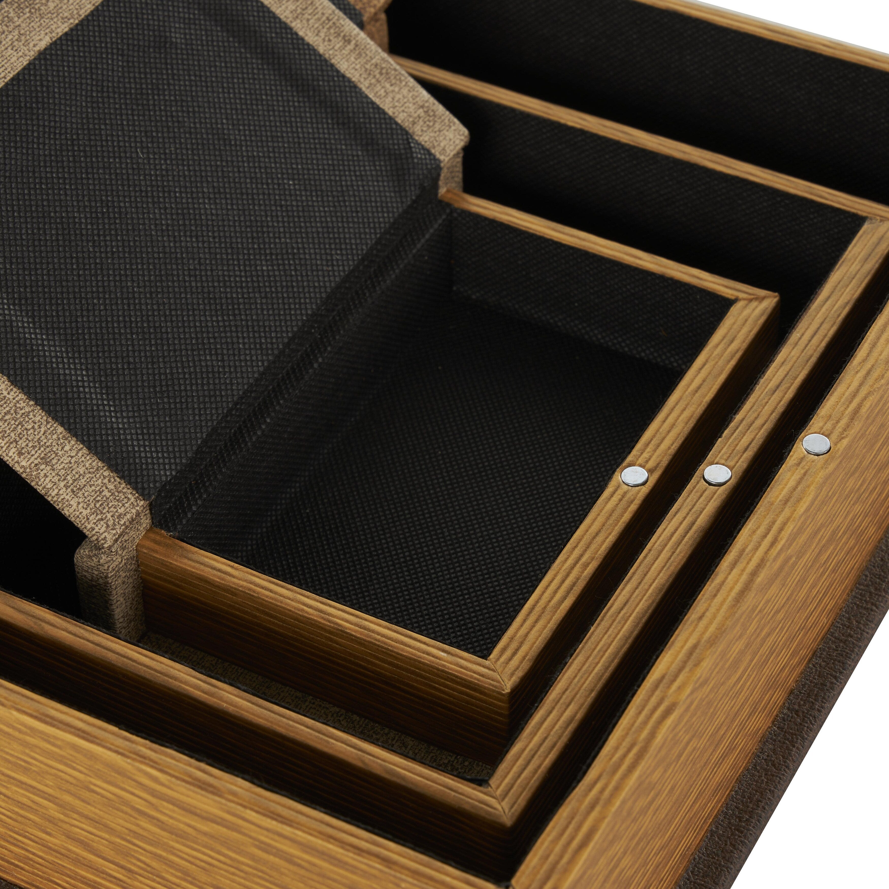 Linen Leather or Wooden Fabric Storage Book Decorative Box - Set of 3 or 4 Multi Colored - Roche River Decor