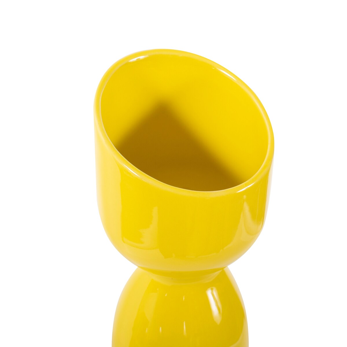 Allan Andrews Contemporary Glossy Yellow Slanted Top Ceramic Vase