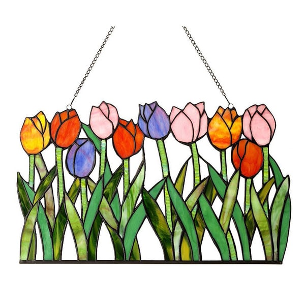 Chloe Tiffany-Style Tulip Design Window Panel