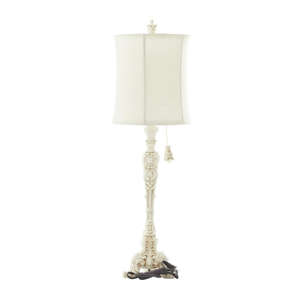 Polystone Antique Style Room Buffet Lamp with Drum Shade - Cream - Roche River Decor