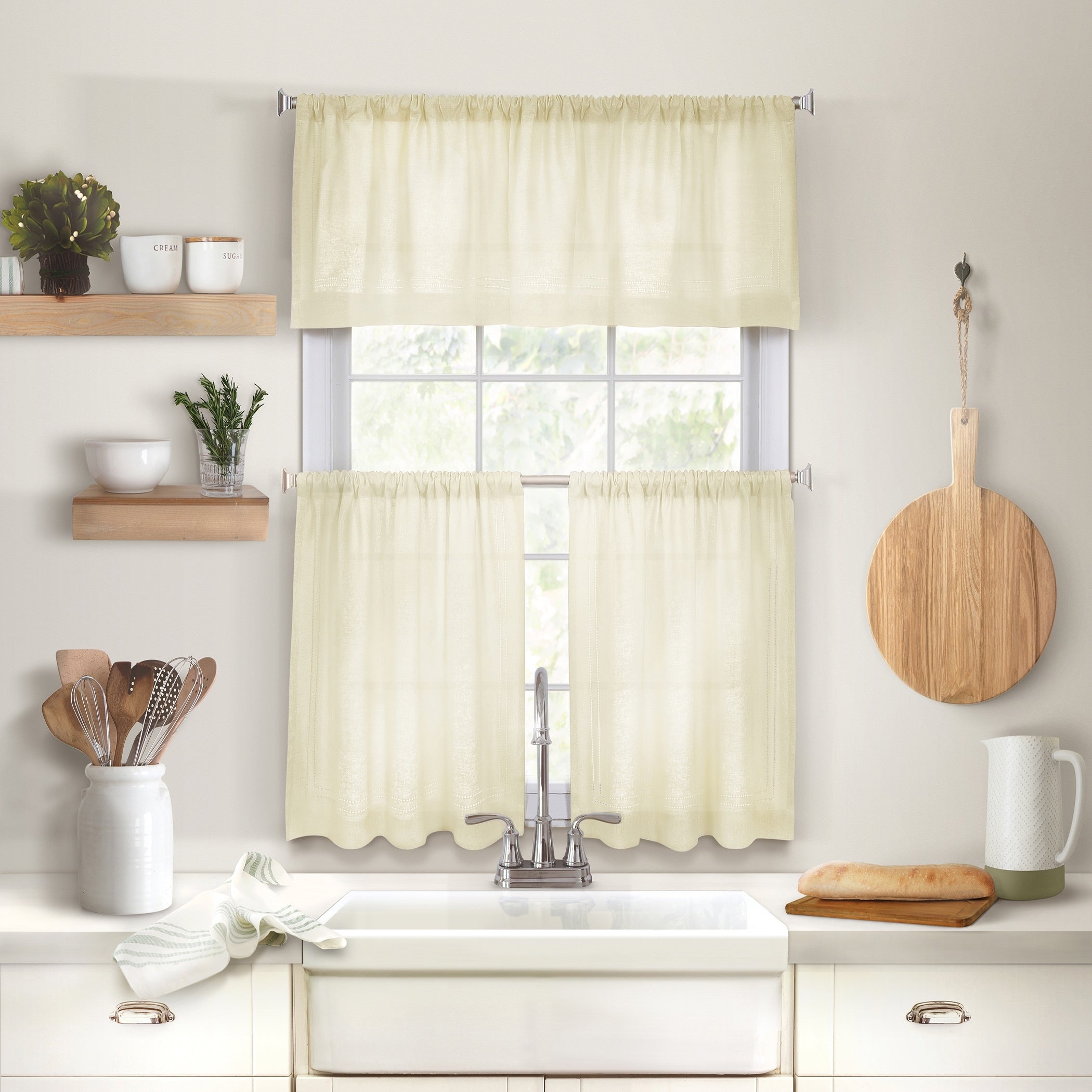 Elrene Cameron Rod Pocket Kitchen Curtain Tier Set of Two