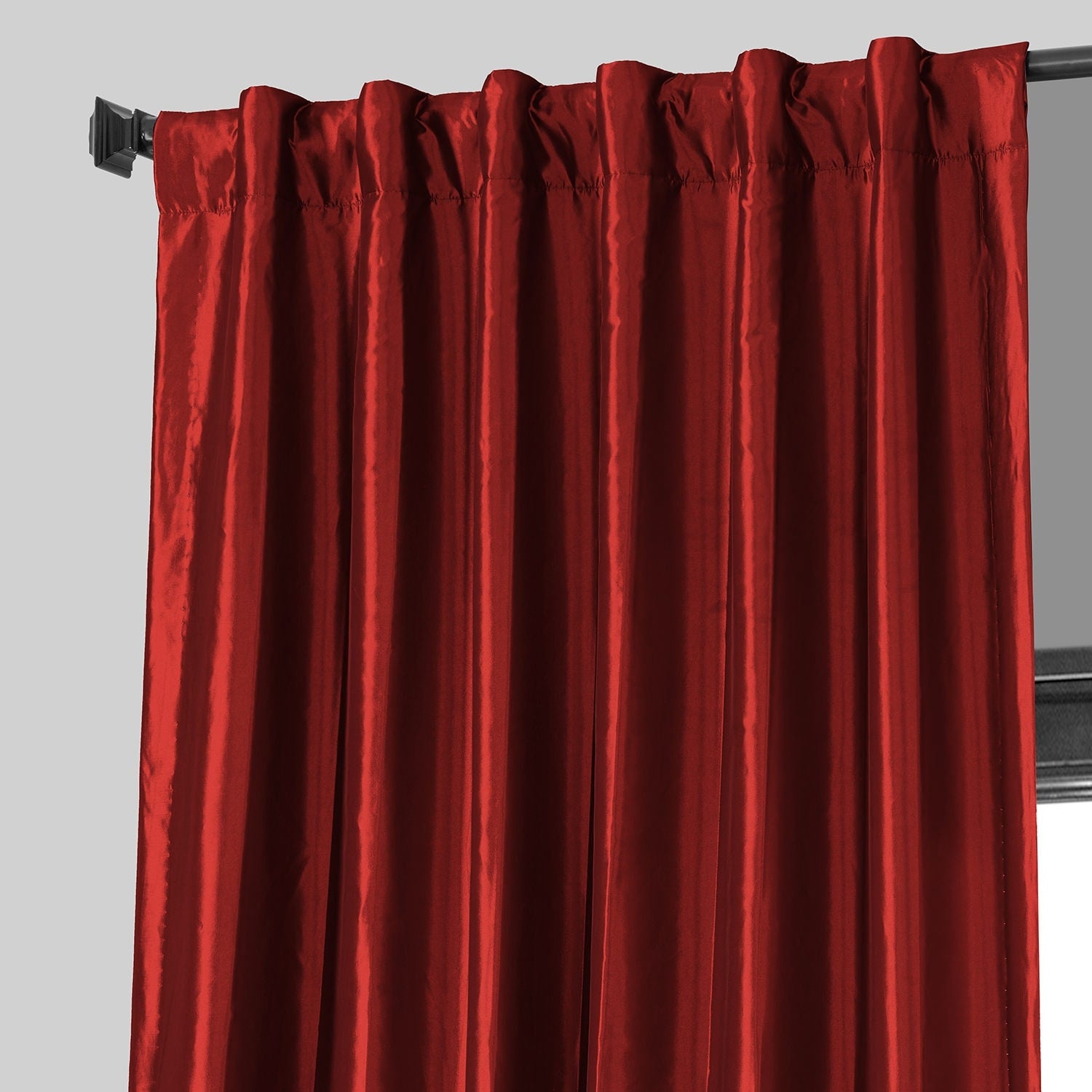 Exclusive Fabric Faux Silk Taffeta Solid Blackout Curtain (1 Panel)