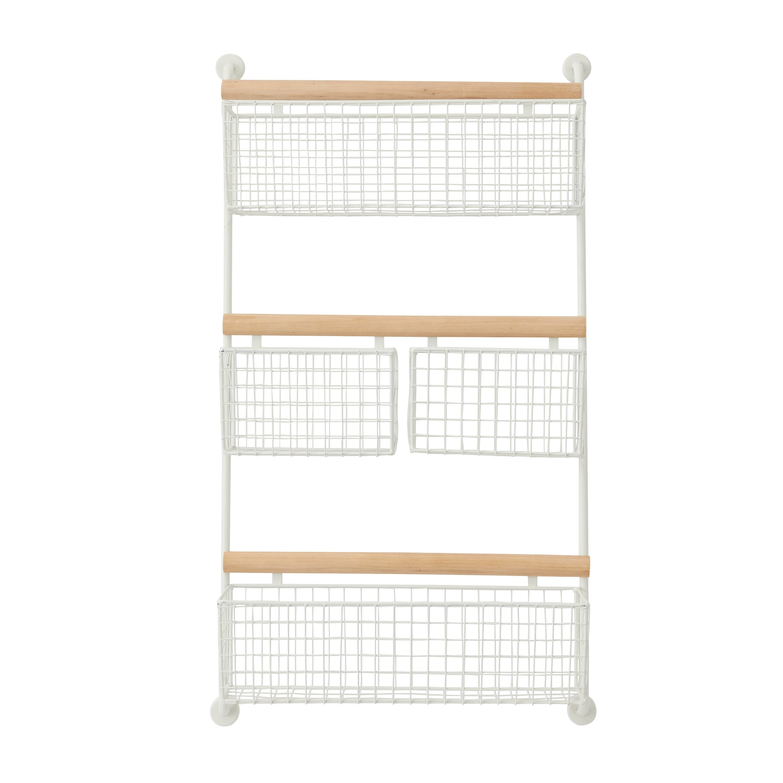 Metal Wall Mounted 4 Hanging Baskets Magazine Rack Holder - White or Black