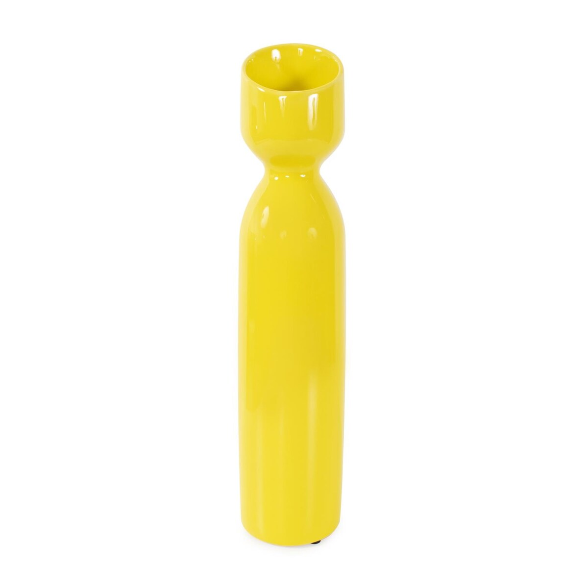 Allan Andrews Contemporary Glossy Yellow Slanted Top Ceramic Vase