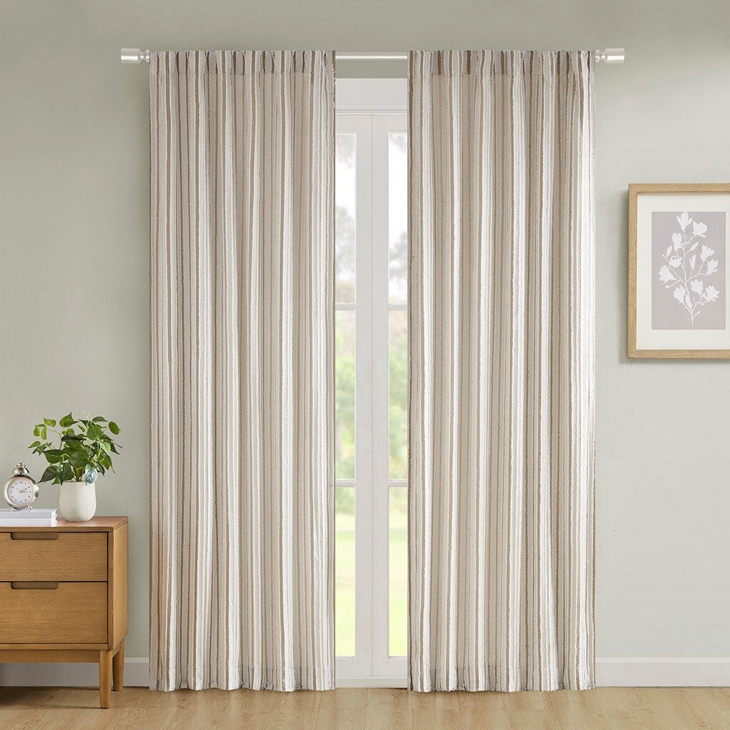 Light Filtering Rod Pocket Tab Single Curtain Panel