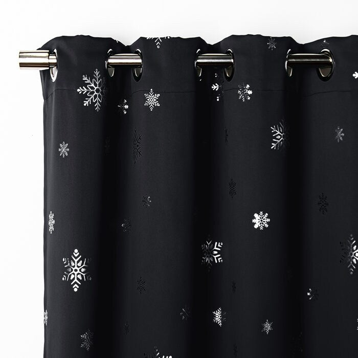 Aurora Home Silver Foil Snowflake Thermal Insulated Blackout Curtains