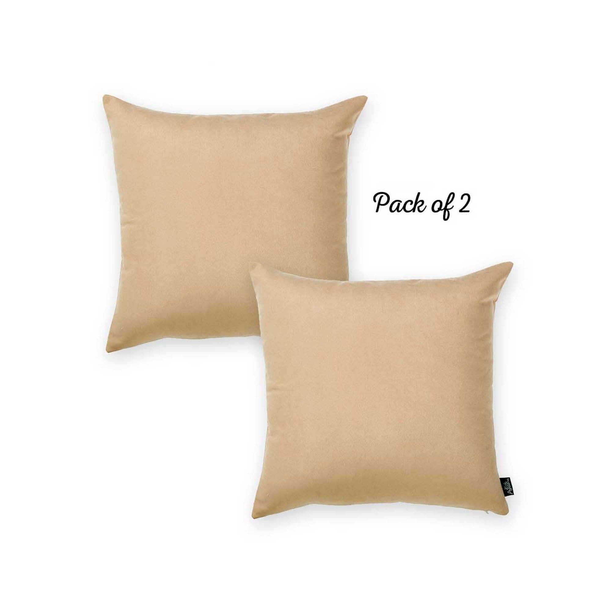 Honey Set of 2 Decorative Throw Pillow Cover Solid Color