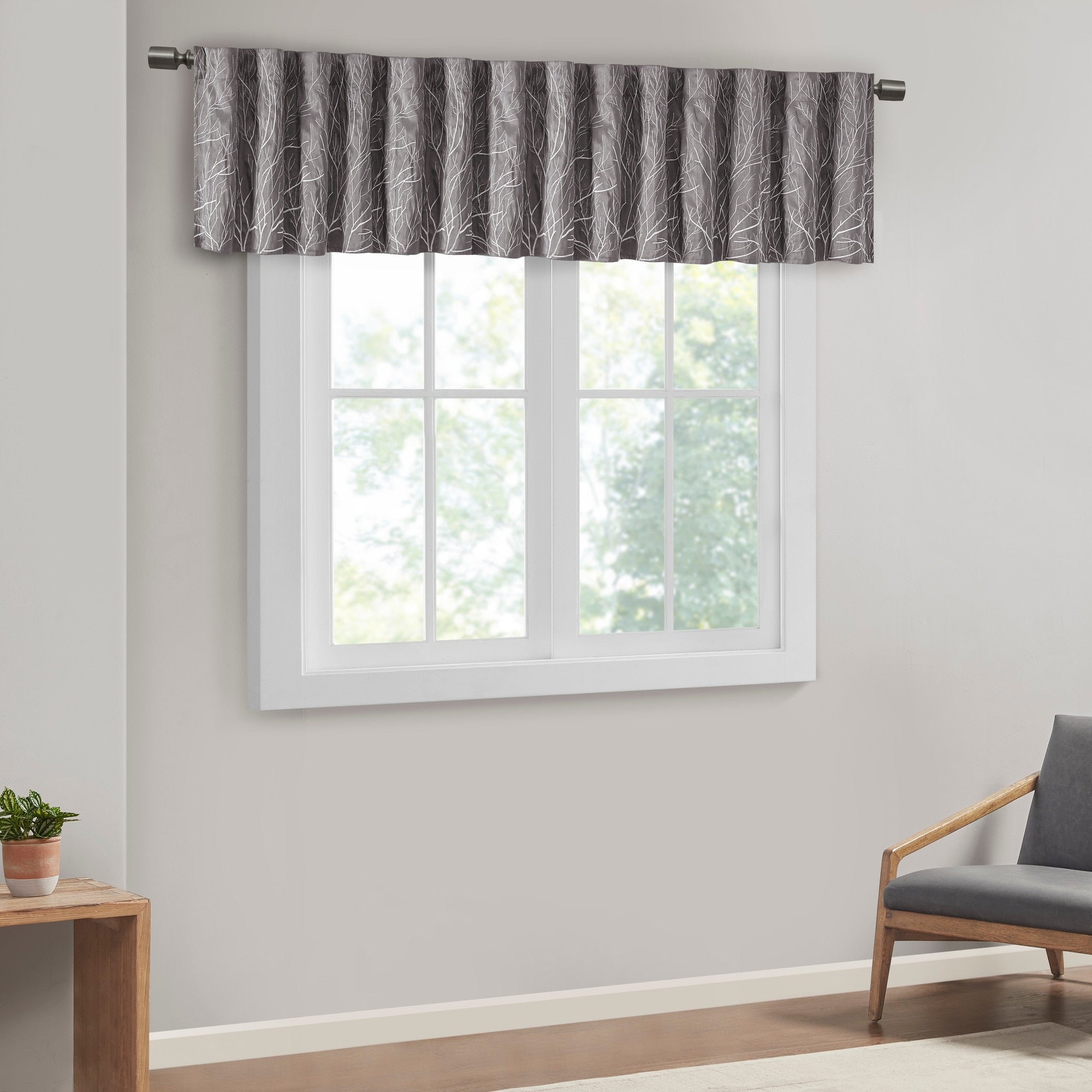 Madison Park Eliza Faux Silk Embroidered Window Valance - 50 x 18