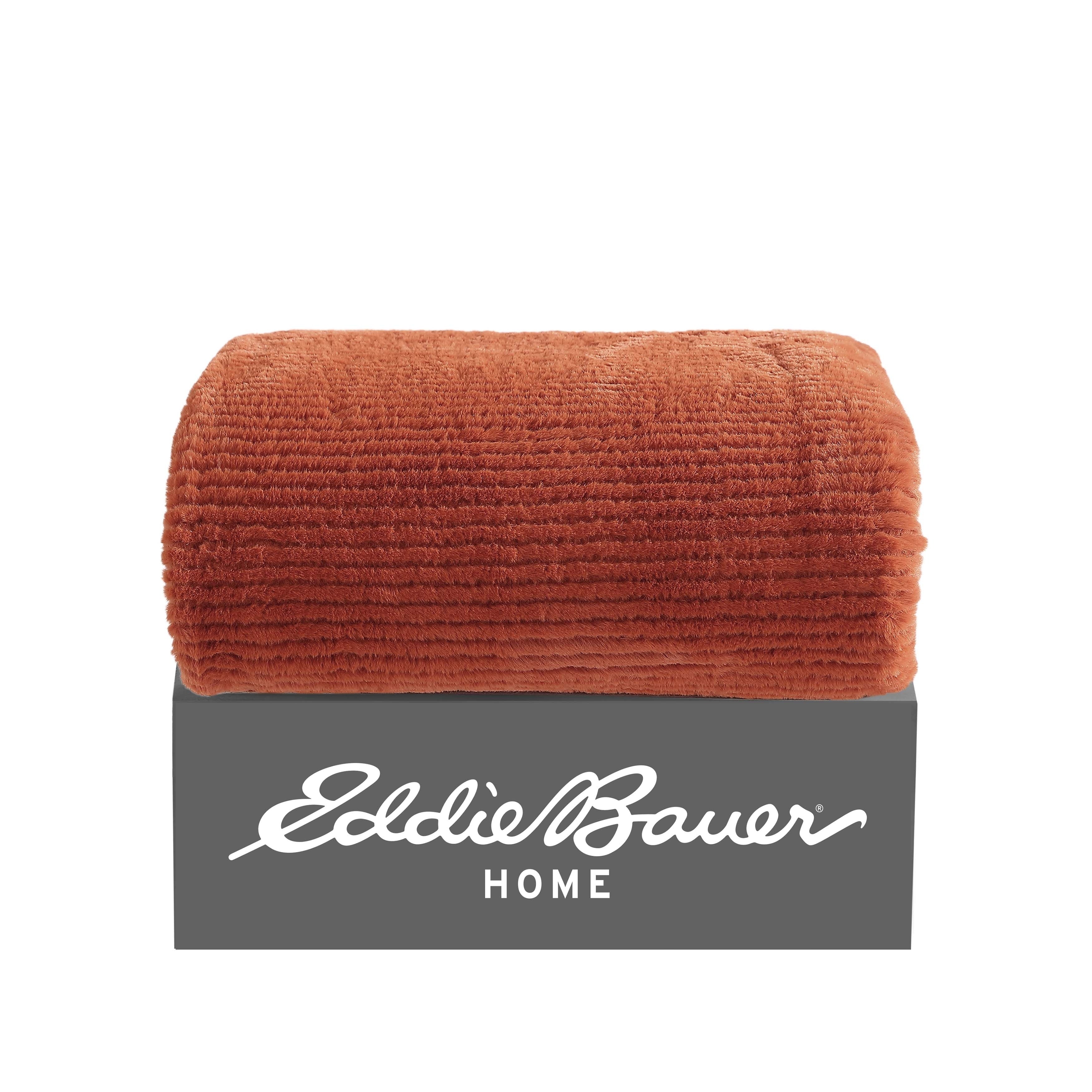 Eddie Bauer Ribbed Super Soft Textured- Solid Plush Throw Blanket