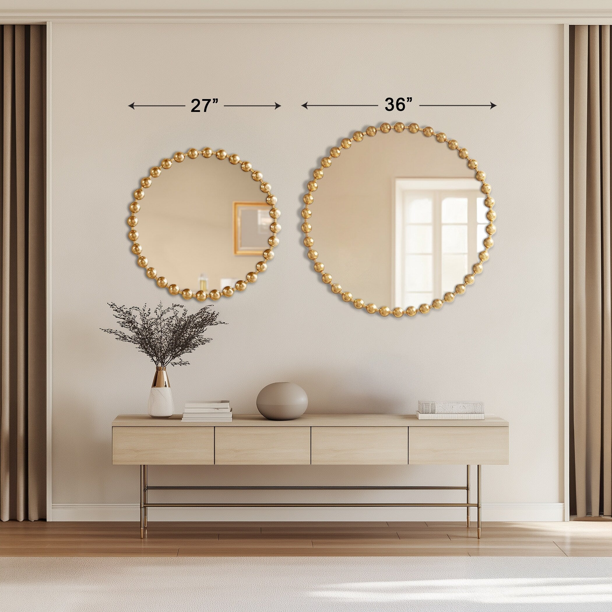 Madison Park Signature Marlowe Beaded Round Wall Mirror