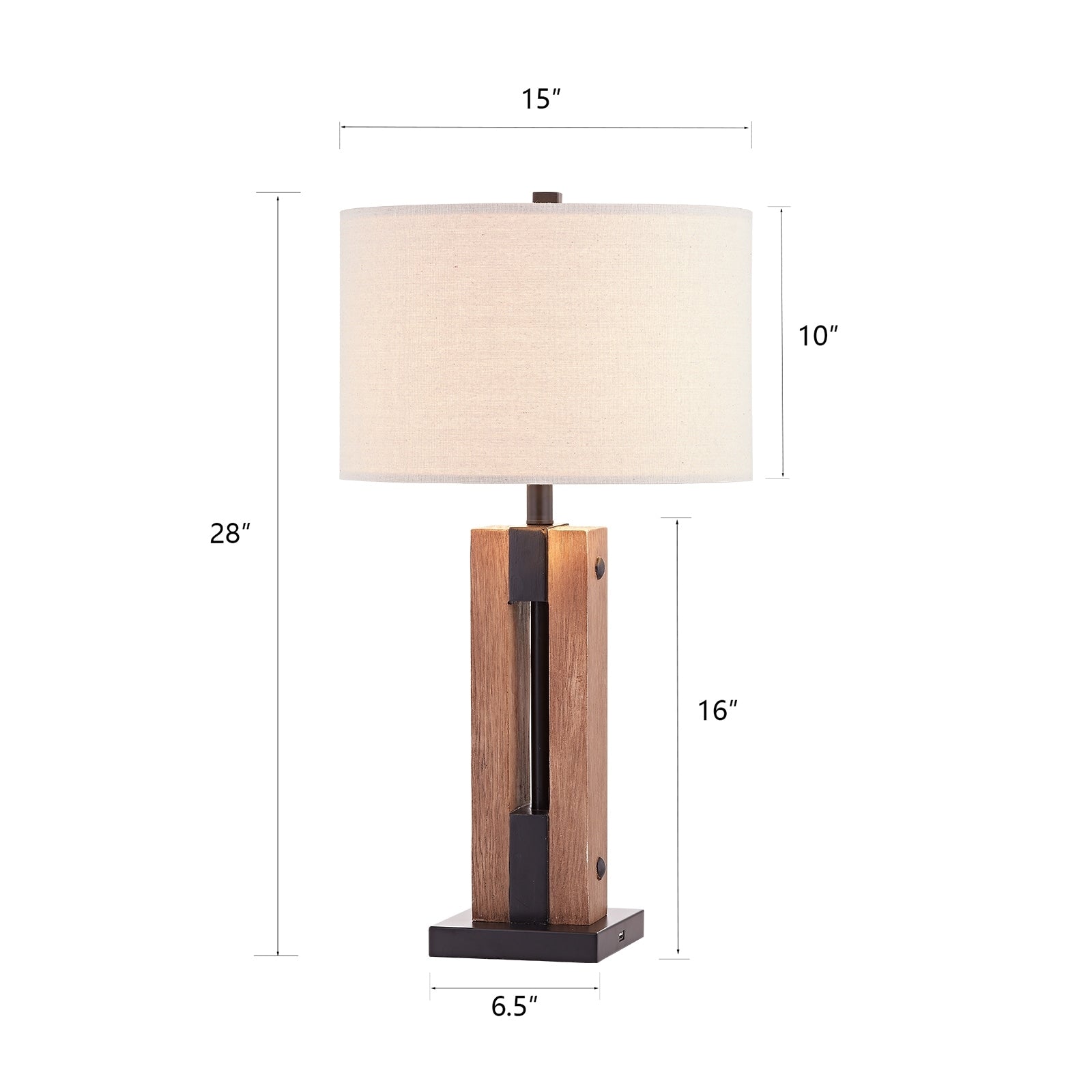 28 Brown/Black Table Lamp Set with USB (Set of 2)