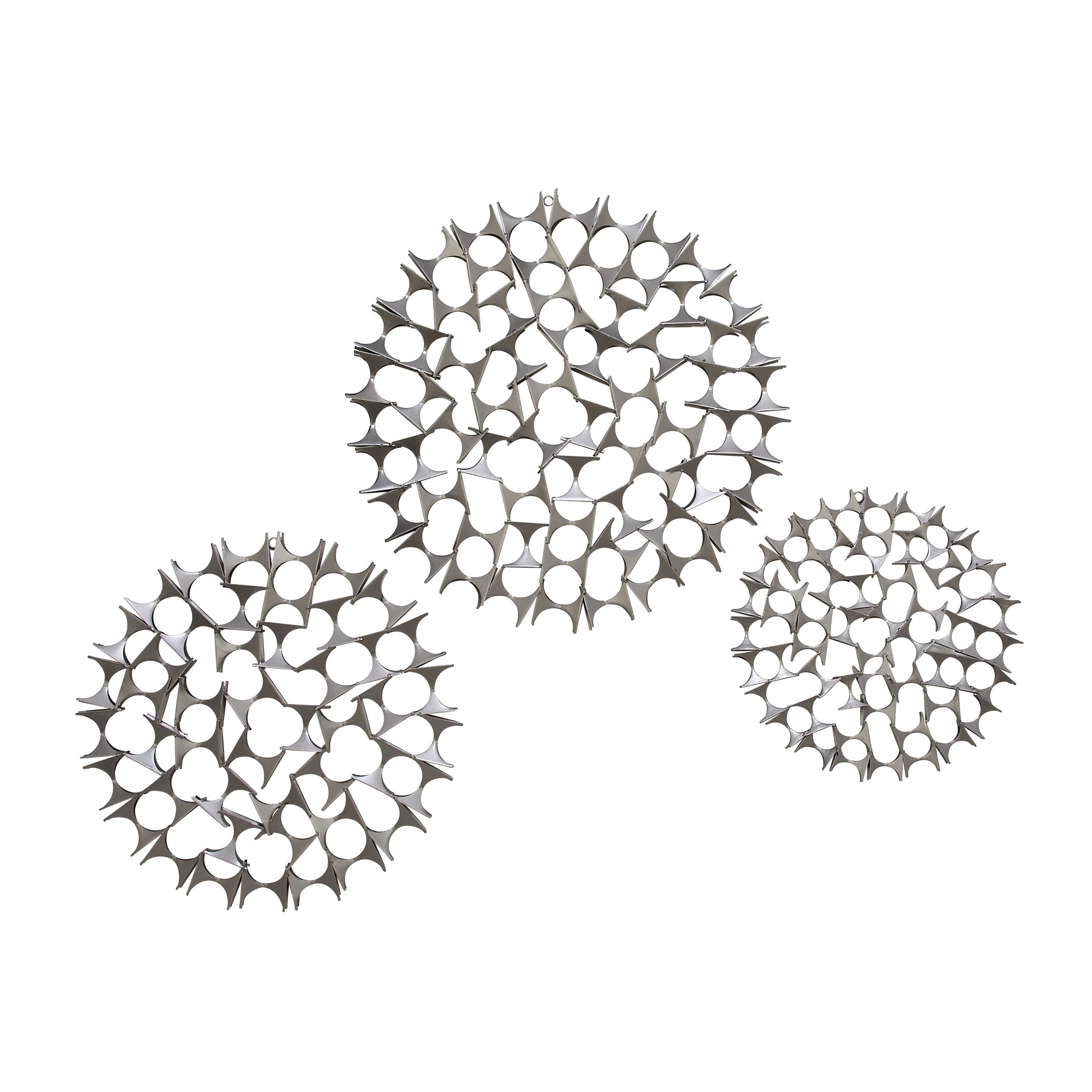 Metal Starburst Abstract Wall Decor with Cutout Design - Set of 3 Silver or Gold - Roche River Decor