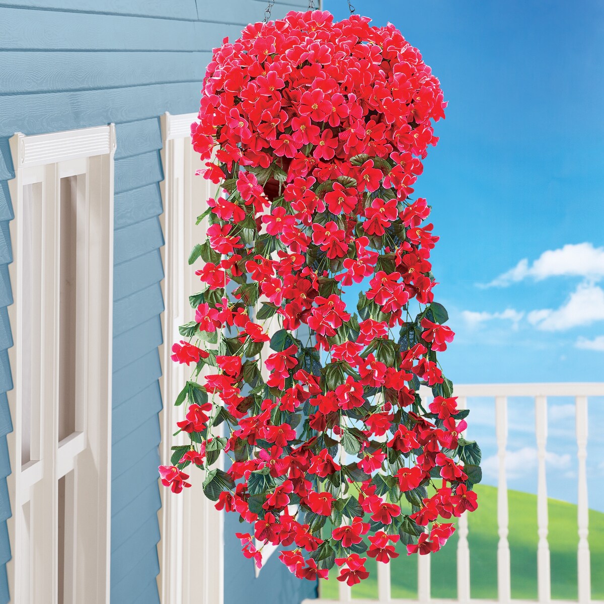 Artificial Floral Hanging Bushes - Set of 2