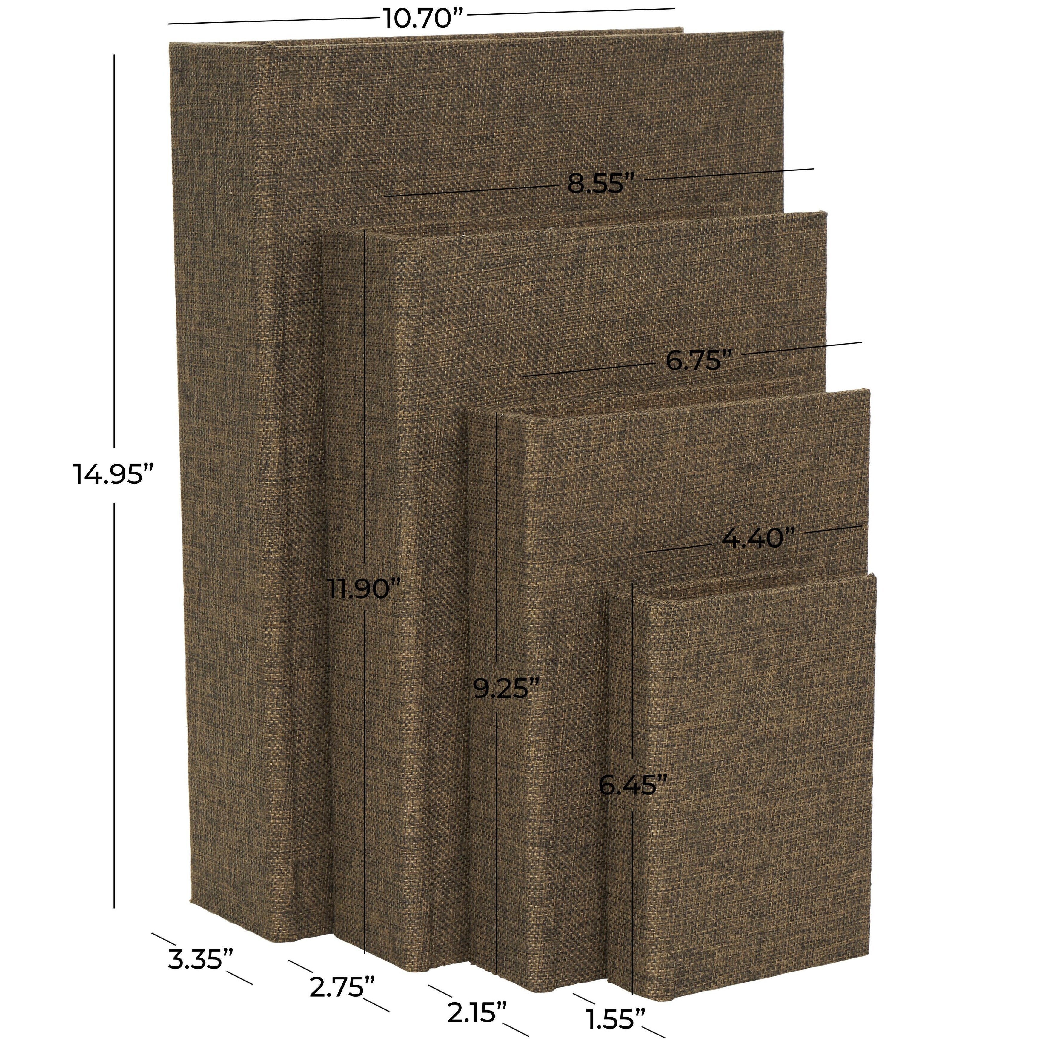 Linen Leather or Wooden Fabric Storage Book Decorative Box - Set of 3 or 4 Multi Colored - Roche River Decor